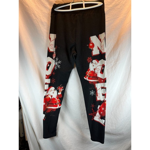 Butterfly Soft LulaRoe‎ TC Black Leggings with Santa and Noel One Size - Picture 1 of 12